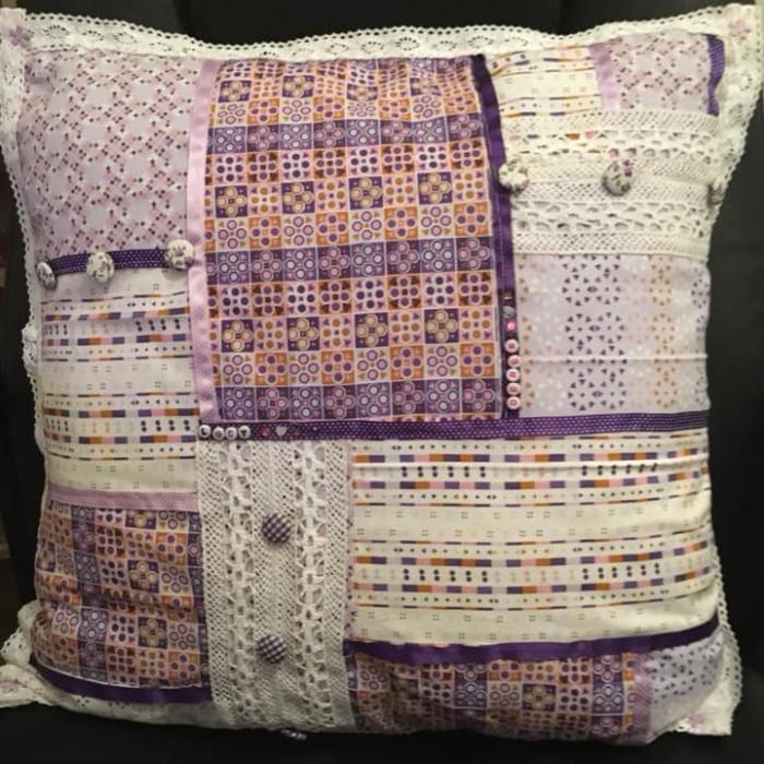 Handmade Sofa Cushion With Ribbons And Buttons
