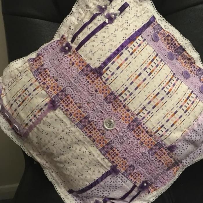 Handmade Sofa Cushion With Ribbons And Buttons