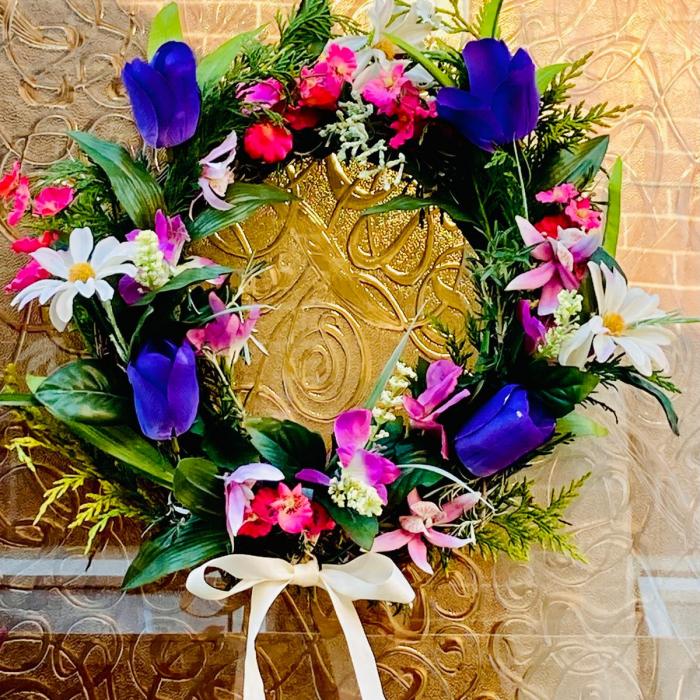 Handmade Wall Hanging Purple And Pink Flower Decoration