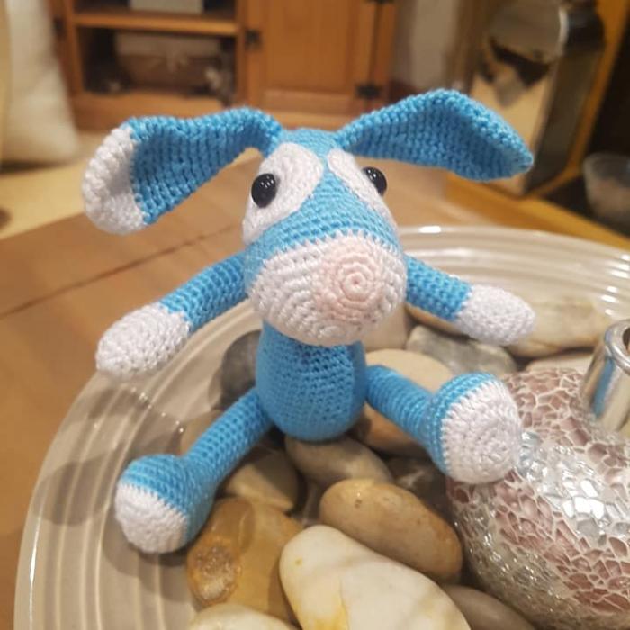 Handmade, Hand Stitched Blue The Dog Teddy