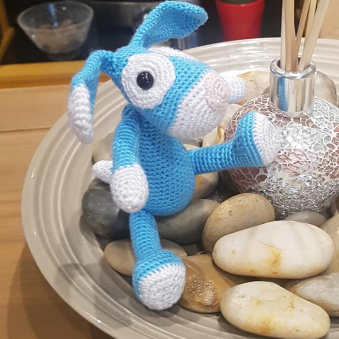 Handmade, Hand Stitched Blue The Dog Teddy