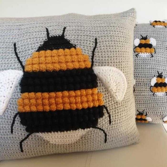 Handmade, Hand Stitched Bumblebee Soft Cushions