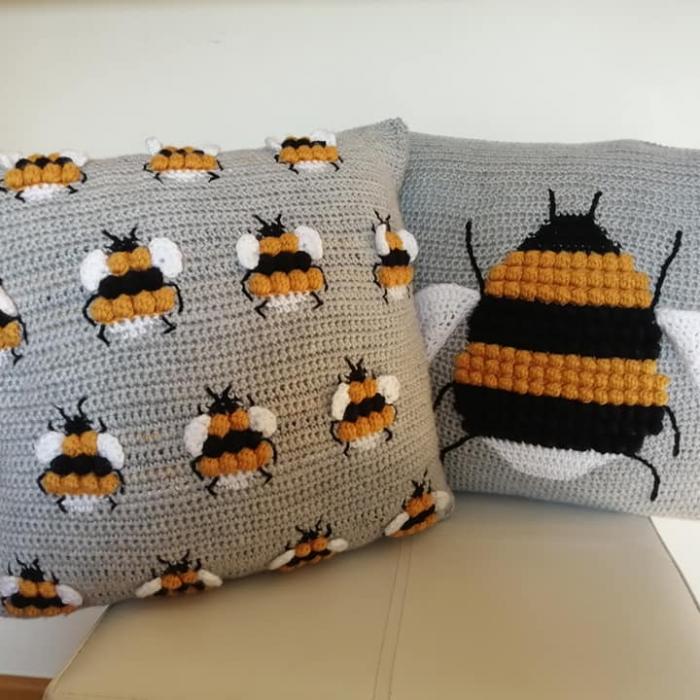 Handmade, Hand Stitched Bumblebee Soft Cushions