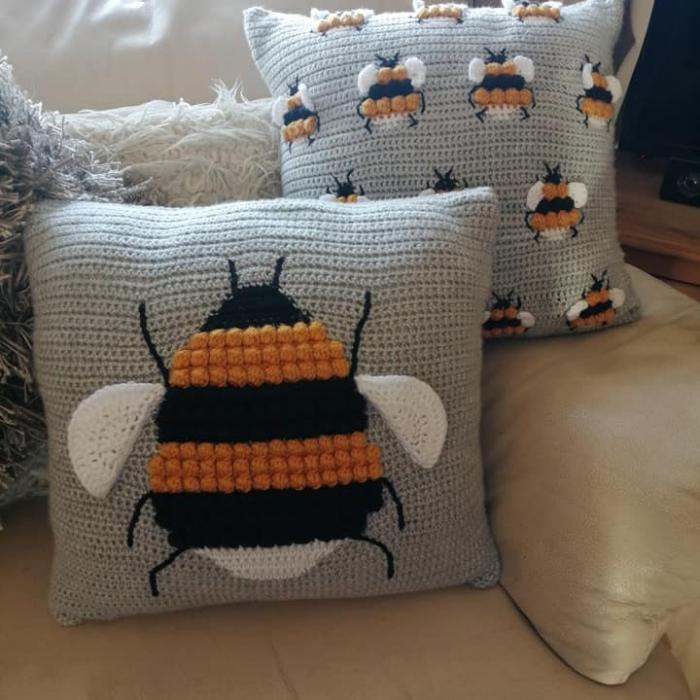 Handmade, Hand Stitched Bumblebee Soft Cushions